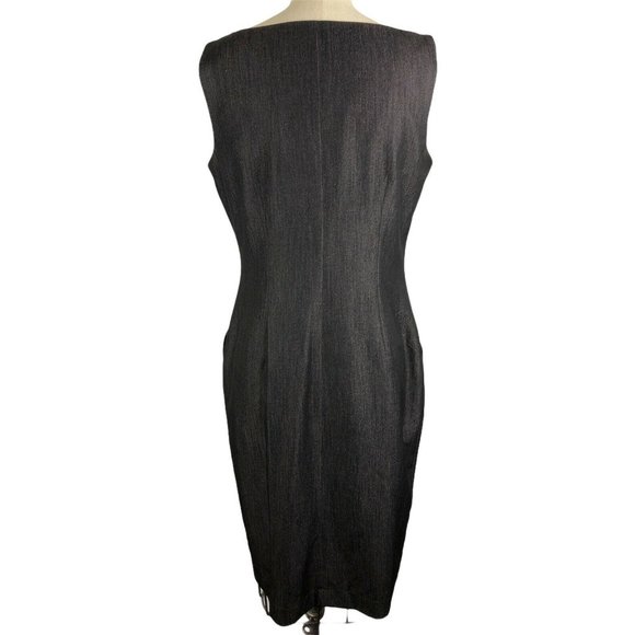 CALVIN KLEIN Zip Front Sheath Dress Pockets Grey 6 - Picture 5 of 7